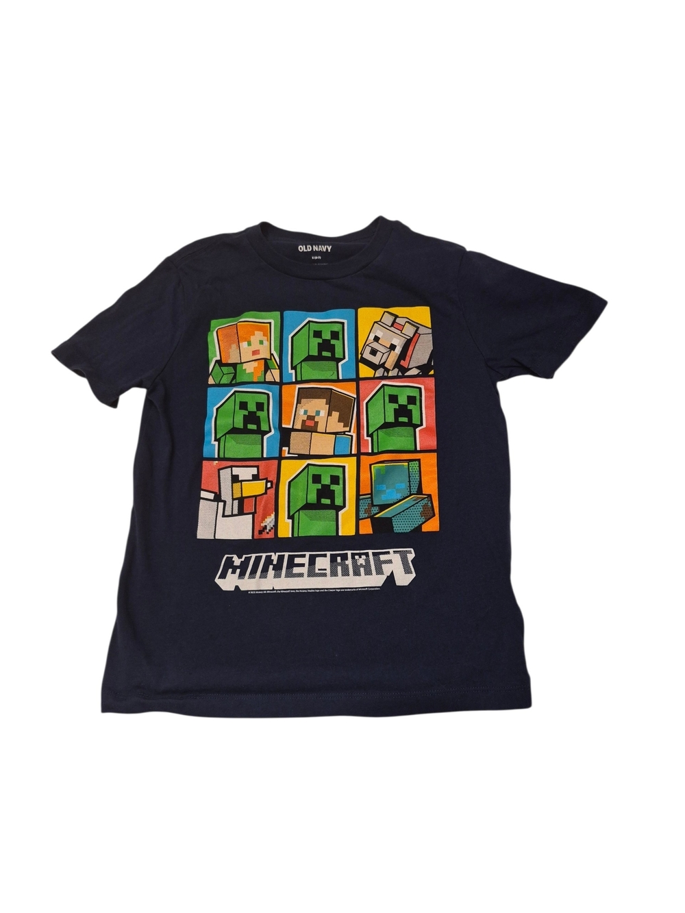 Old Navy Minecraft Navy and Teal Colorblock Tee